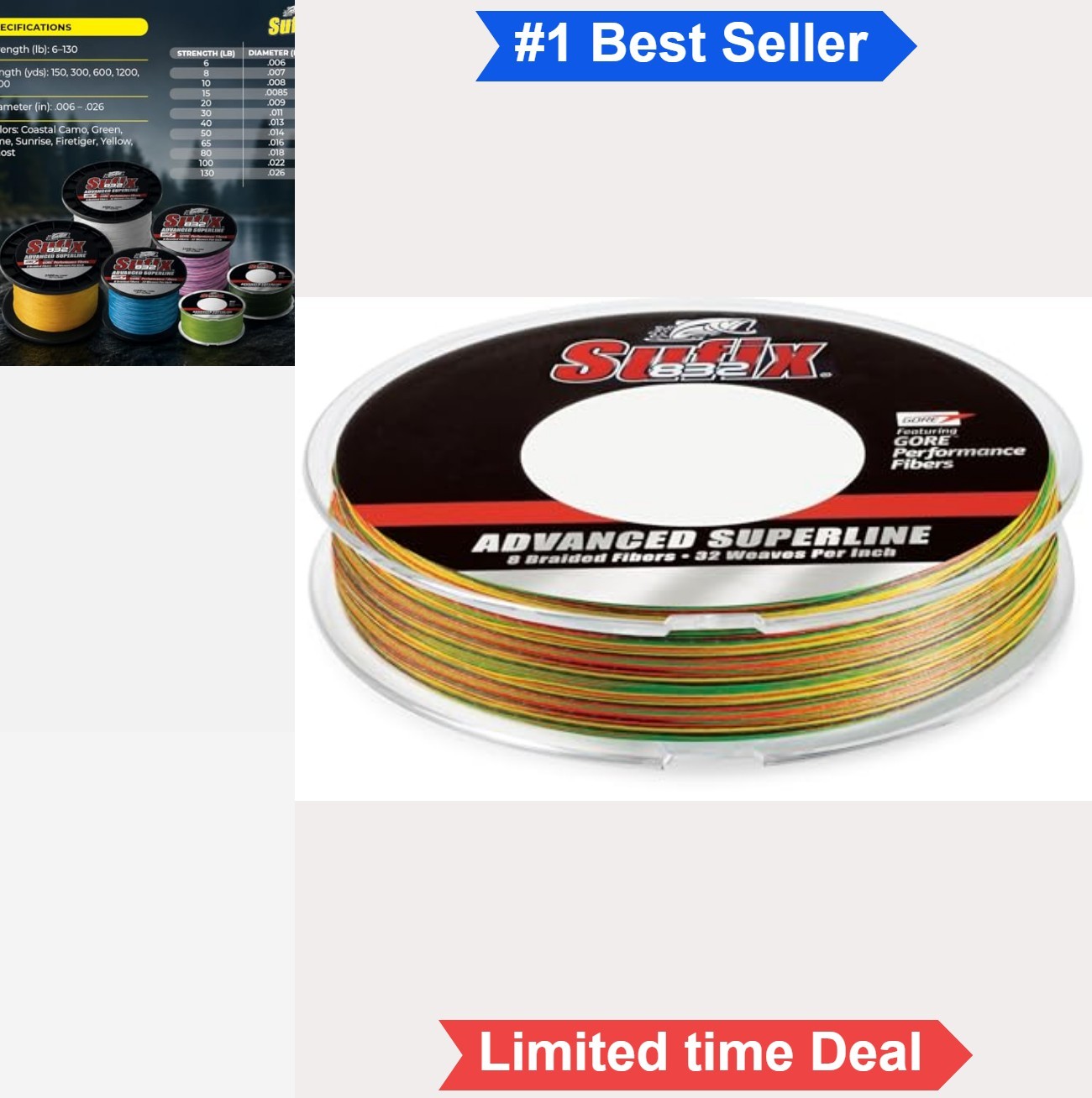 Braided Fishing Line 10lb 150yd Fire Tiger 8-Fiber Construction Casting