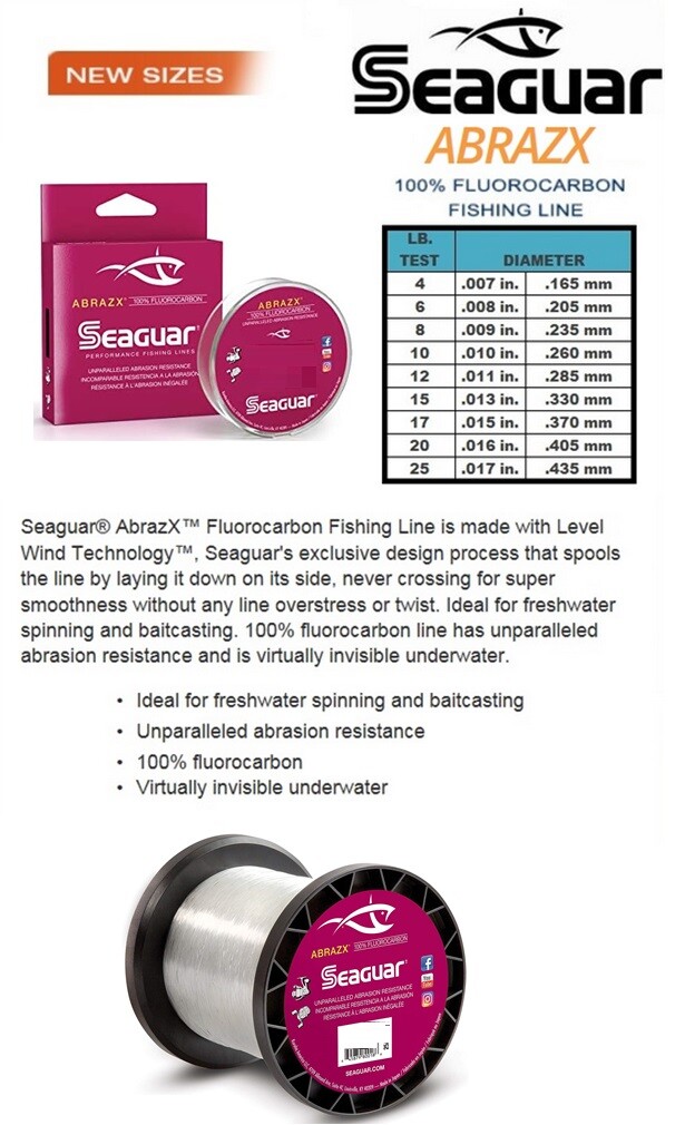 SEAGUAR ABRAZX 100% Fluorocarbon Fishing Line 8LB-200YD FREE USA SHIP! #8AX200