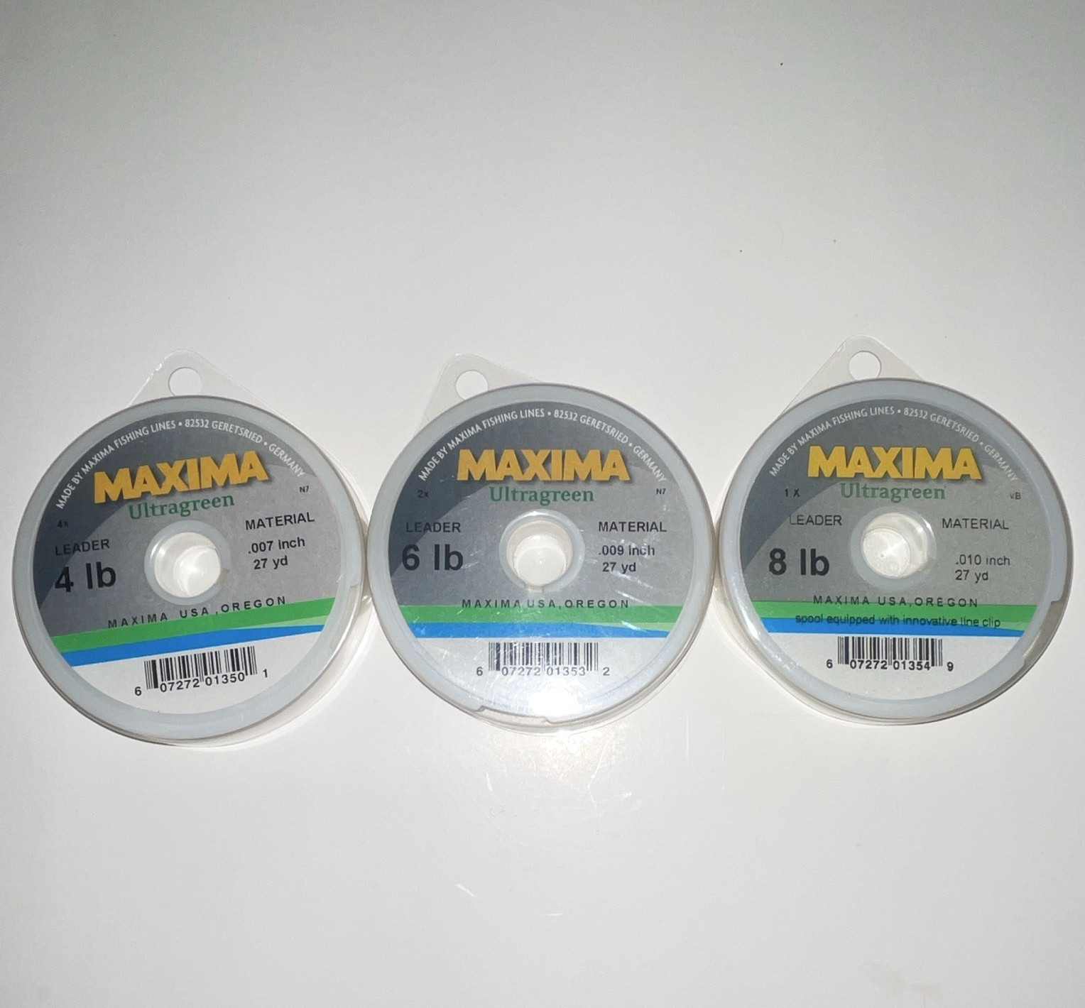 Maxima Ultragreen Nylon Fly Fishing Leader Line Lot 3 27 yd 4/6/8 lb