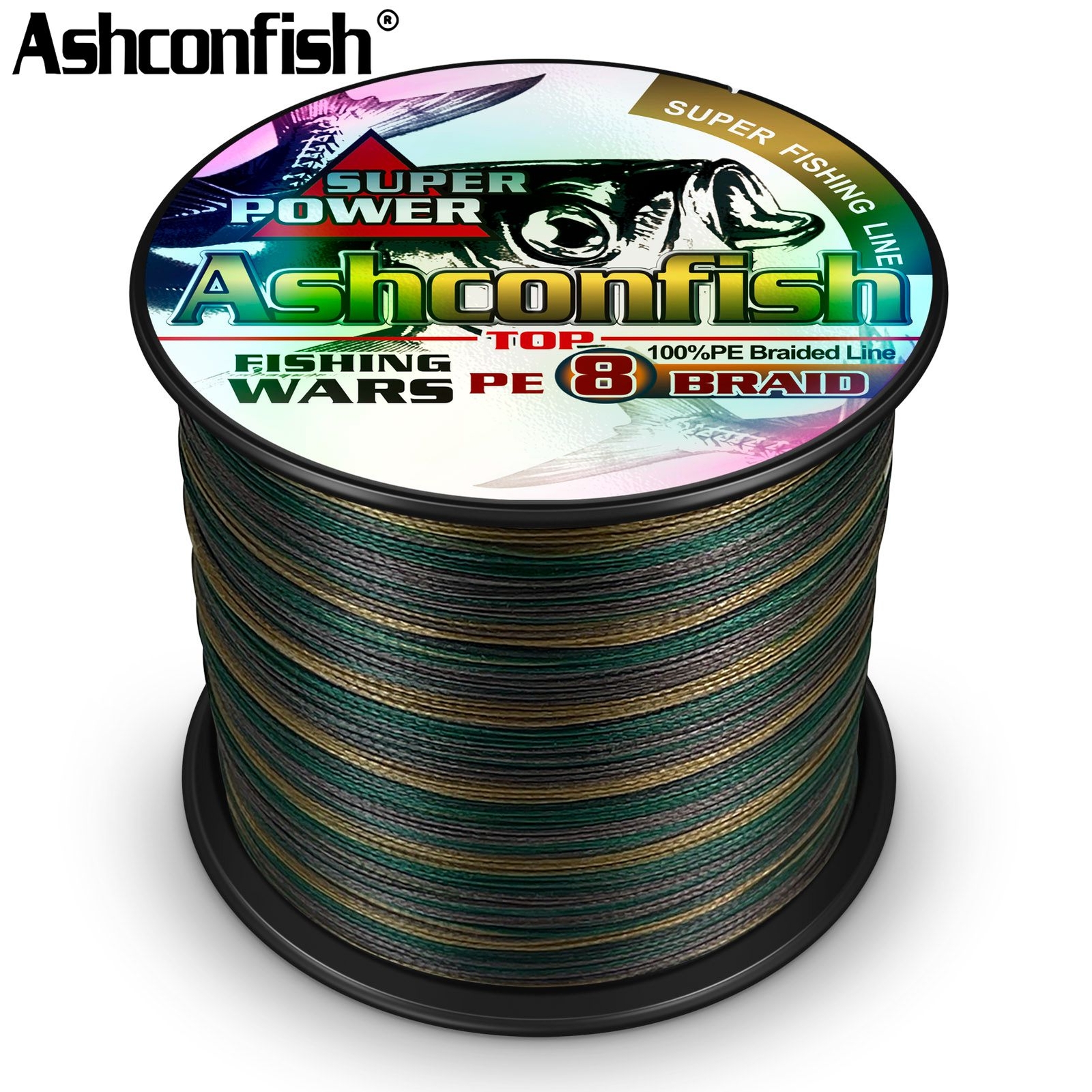 Ashconfish 8 Strands 100m-2000m PE Braided Fishing Line Camo Line X8 6lbs-300lbs