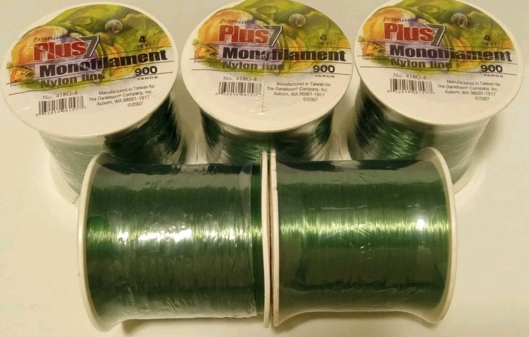 5x lot of 5 spools Danielson Premium Plus 7 Mono 4lb test Line/4500 Yards total
