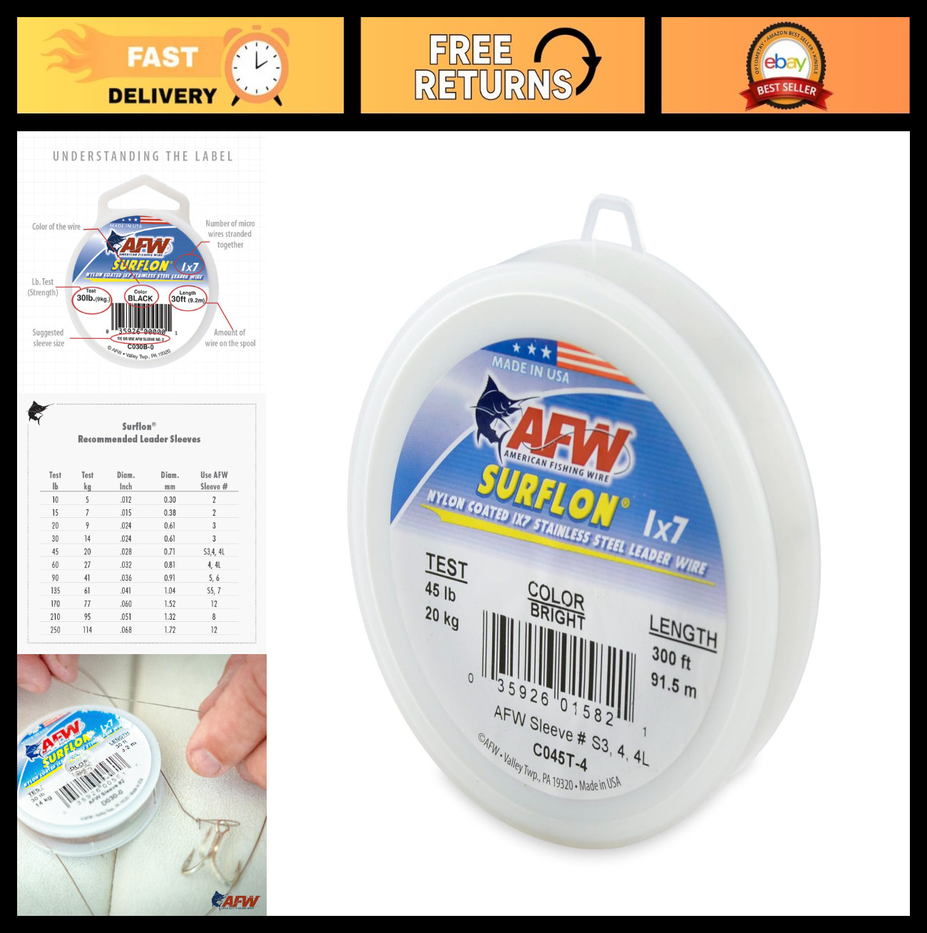 Nylon Coated Stainless Steel Wire Fishing Leader – Saltwater 10lb to 250lb Test,