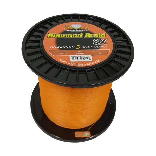 Momoi Diamond Braid Generation III Fishing Line 8X – Orange – 20lb – 3000 yards