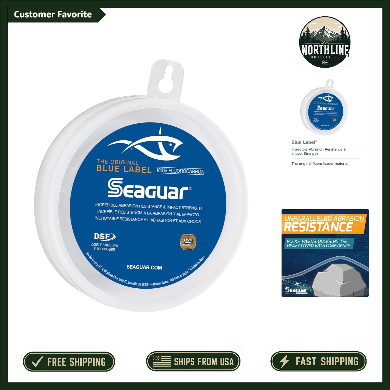 15lb Blue Label Fluorocarbon Leader Line for Saltwater Fishing – 50 Yards