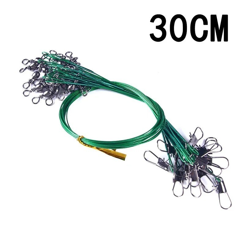 200PCS Anti Bite Steel Fishing Line Steel Wire Leader With Snap Swivel 15CM-30CM