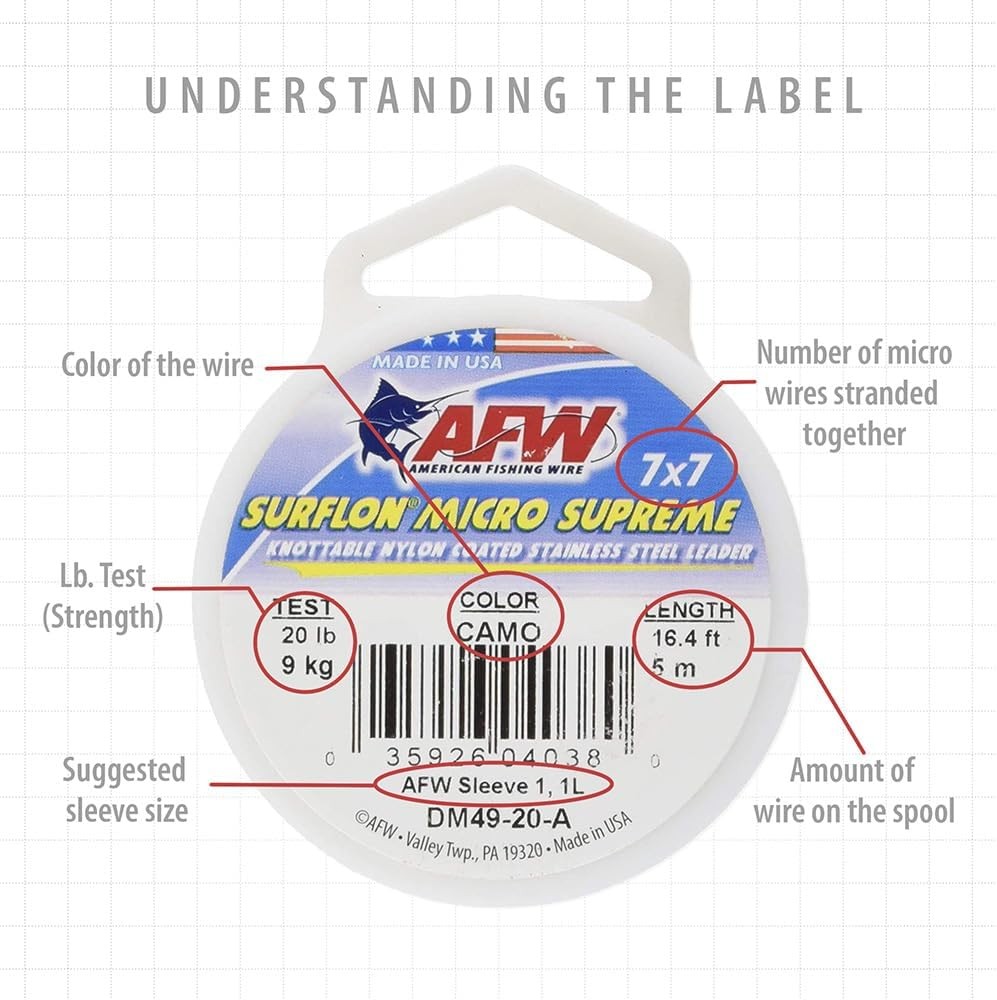 Surflon Micro Supreme 7×7 Nylon Coated 304 Stainless Steel Surf Fishing Wire