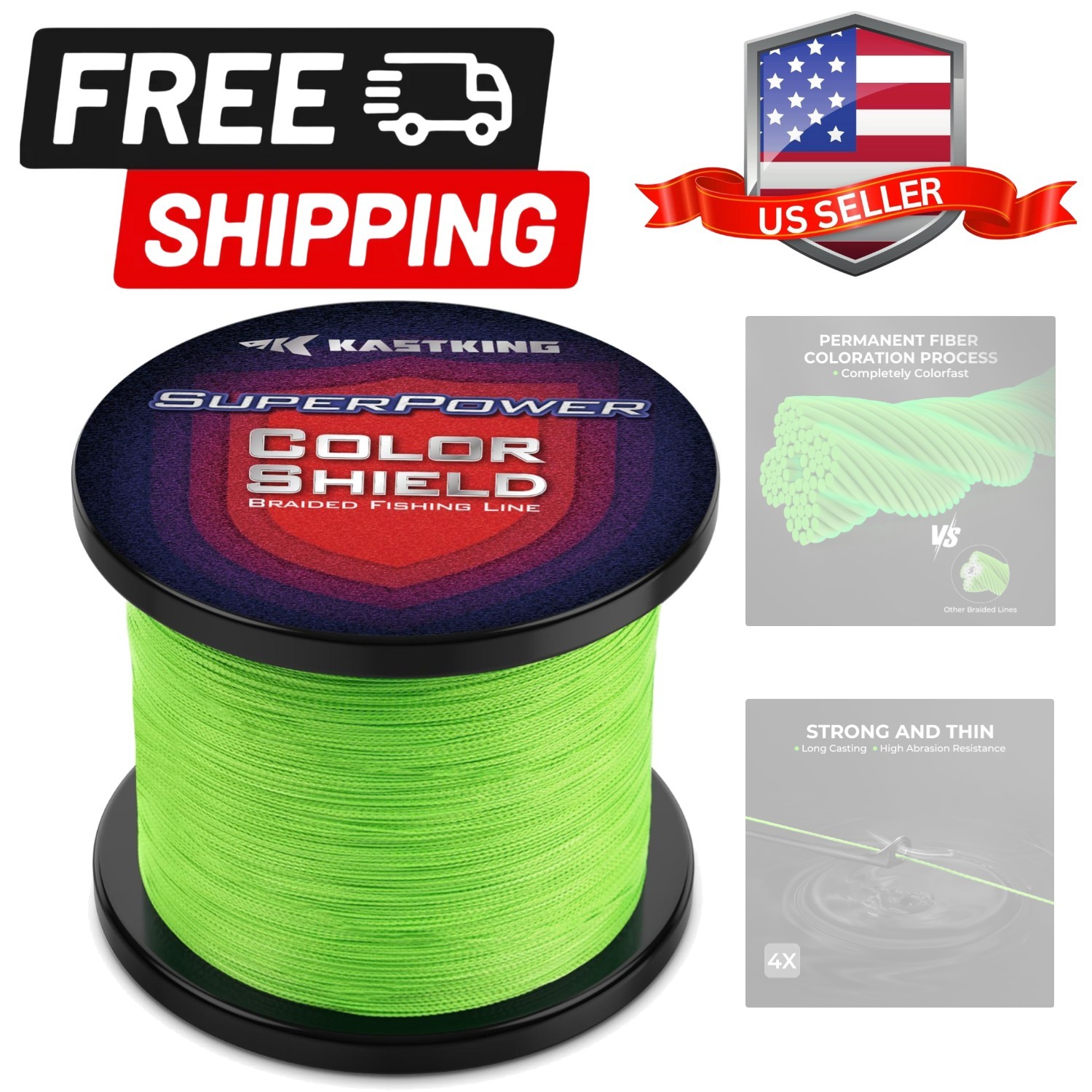 Superpower ColorShield Braided Fishing Line – Colorfast Braided Line, 100% So…