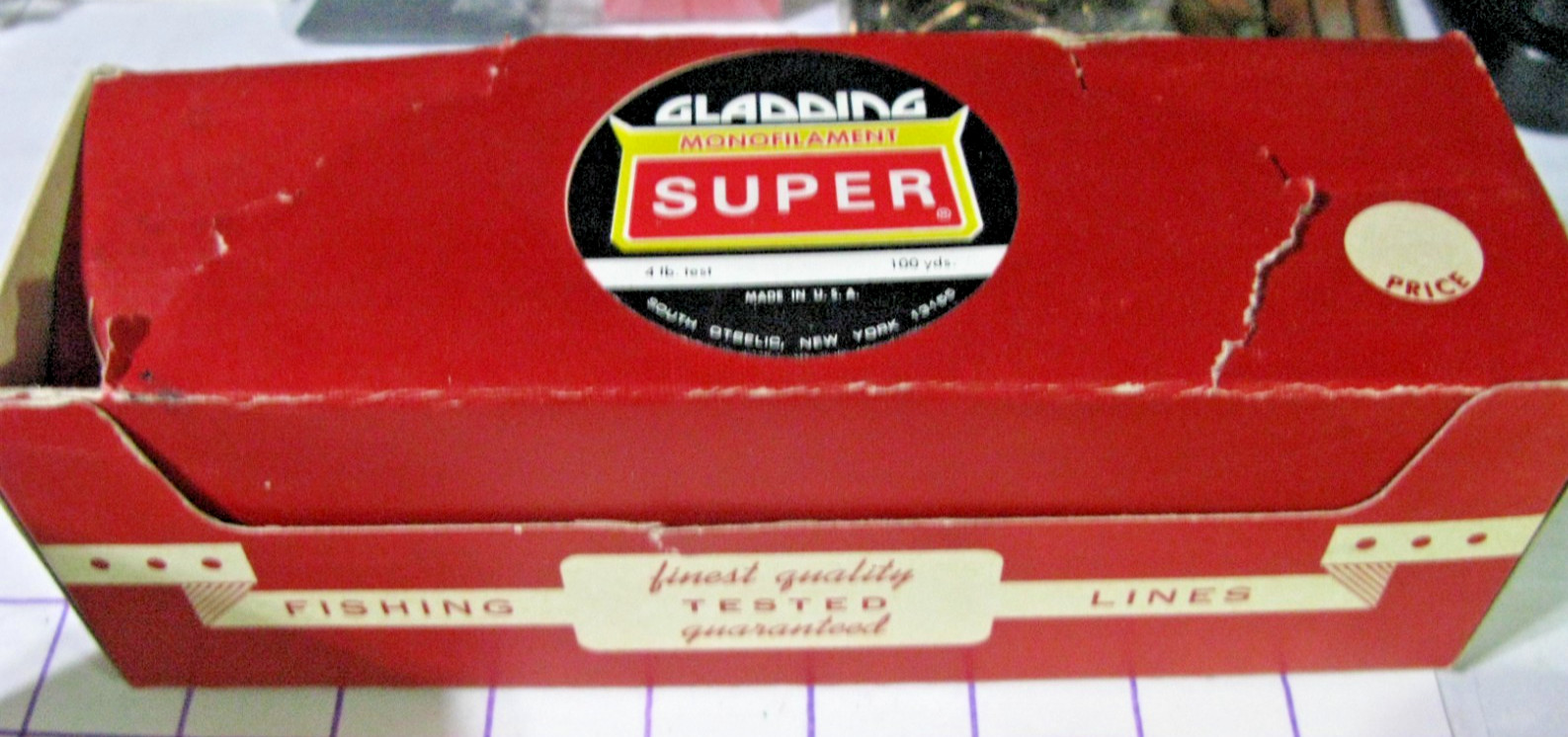 7 Gladding Fishing Lines: (5) 100yds, 4lb, (1) 100yds 10lb, (1) 100yds 12lb-NOS