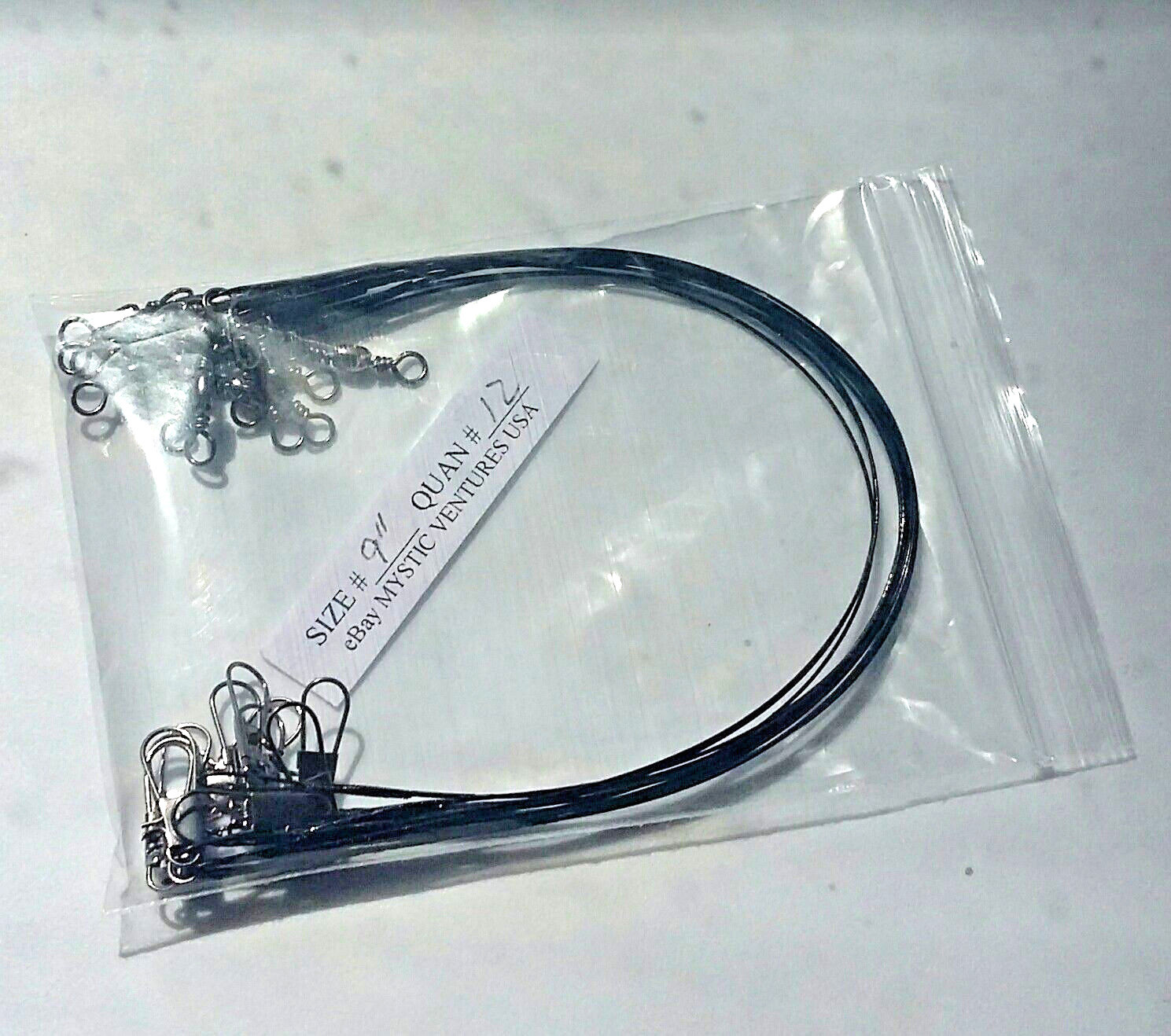 12ct 9″ BLACK Steel COATED 7 STRAND BRAIDED Fishing Leaders Snaplock 30lb
