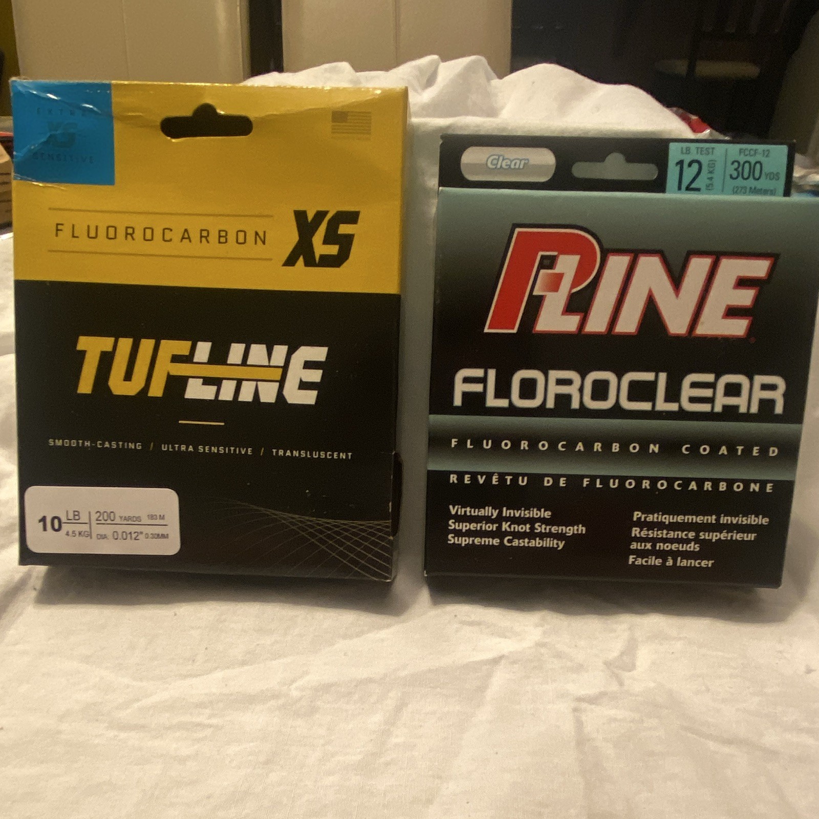 P-Line & Tufline Fluorocarbon Coated Clear Fishing line,10lb/12lb 200/300yds lot