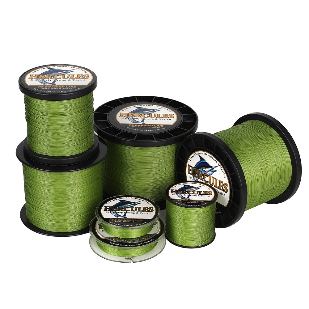 HERCULES 12 Strands Army Green PE Braid Fishing Line 10-300 lb Test Braided