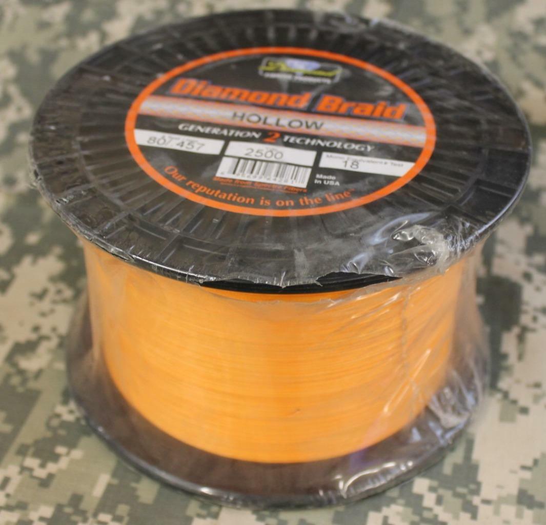 Diamond Braid Hollow Hunter Orange Fishing Line 80# Pound Test 2500 Yards NEW!