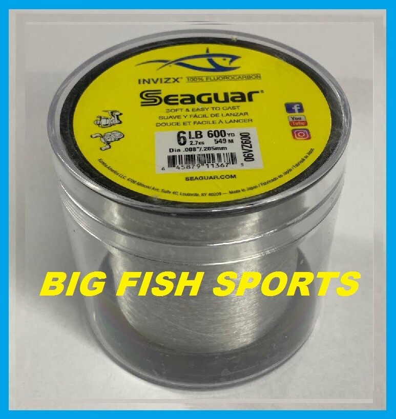 SEAGUAR INVIZX 100% Fluorocarbon Line 6lb/600yd 6VZ600 FREE USA SHIP! 06VZ600