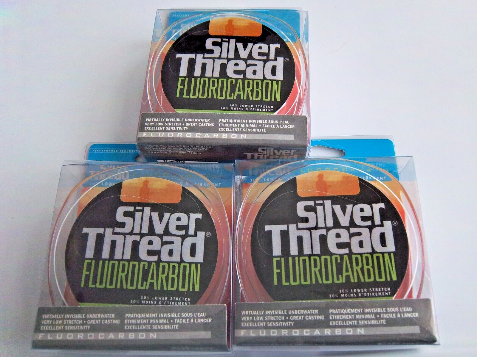 (LOT OF 3) SILVER THREAD FLUOROCARBON LINE 200YD ZFC600200 CLEAR 6LB BR5101