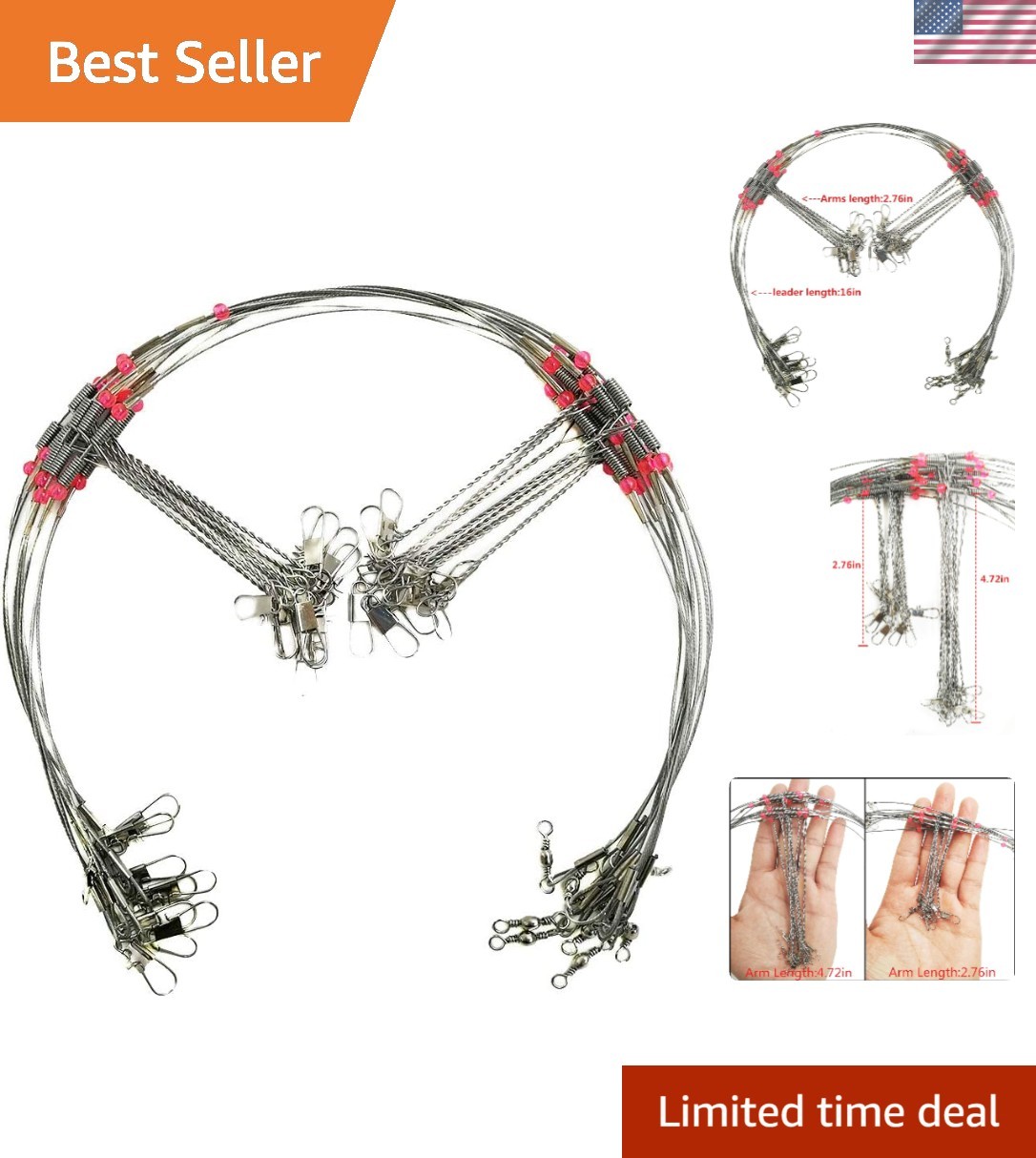 Versatile Hi-Low Rig Leaders for Trolling: 1/2/3 Arm Setup, 80lb Strength