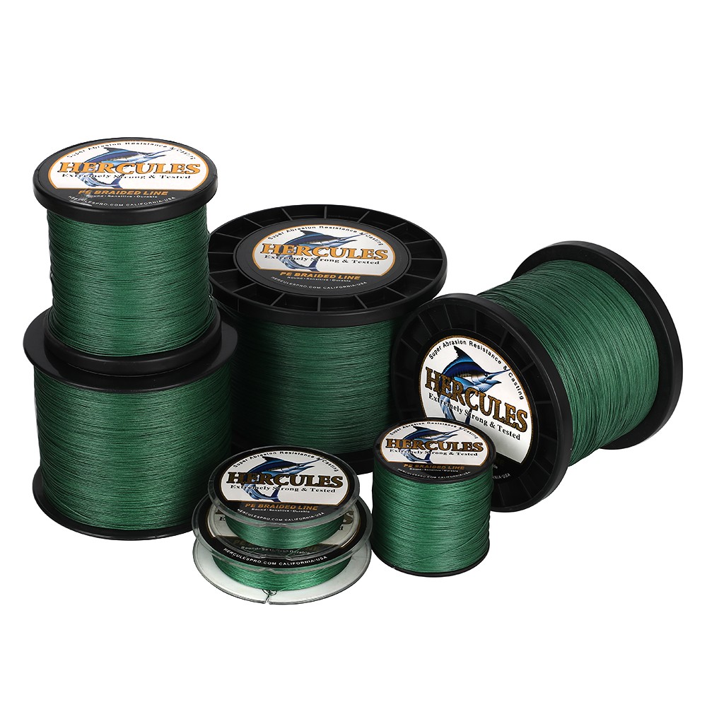HERCULES Green Low-Vis Braided Fishing Line 12 Strands 10lb-420lb 100M-2000M