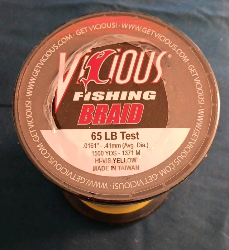 Vicious Fishing Braid 65LB Test 1500YDS Hi-Vis Yellow (CO81)