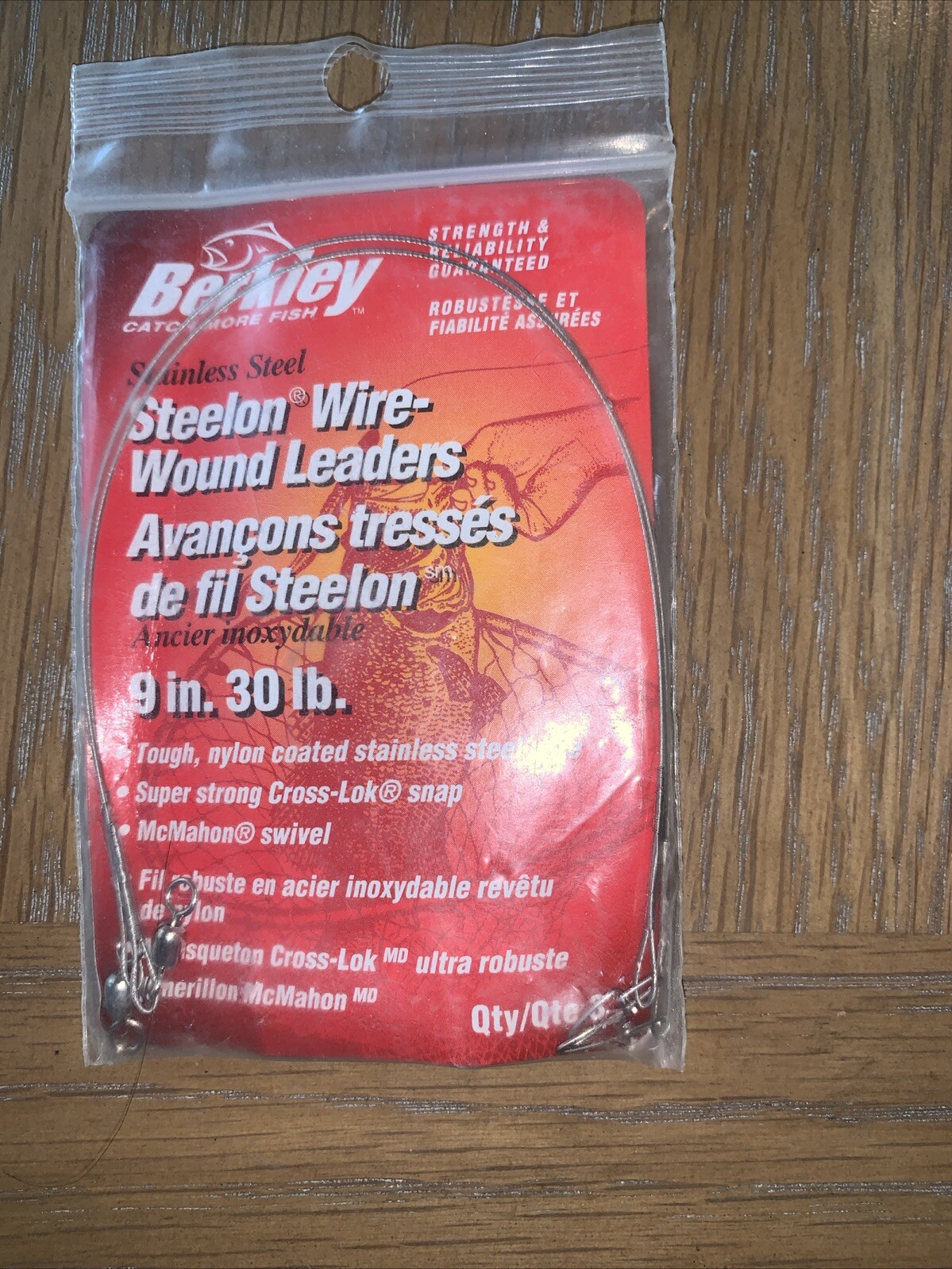 3 Berkley Steelon Fishing Leader 20# or 30# Bright 9″ Nylon Coated Stainless