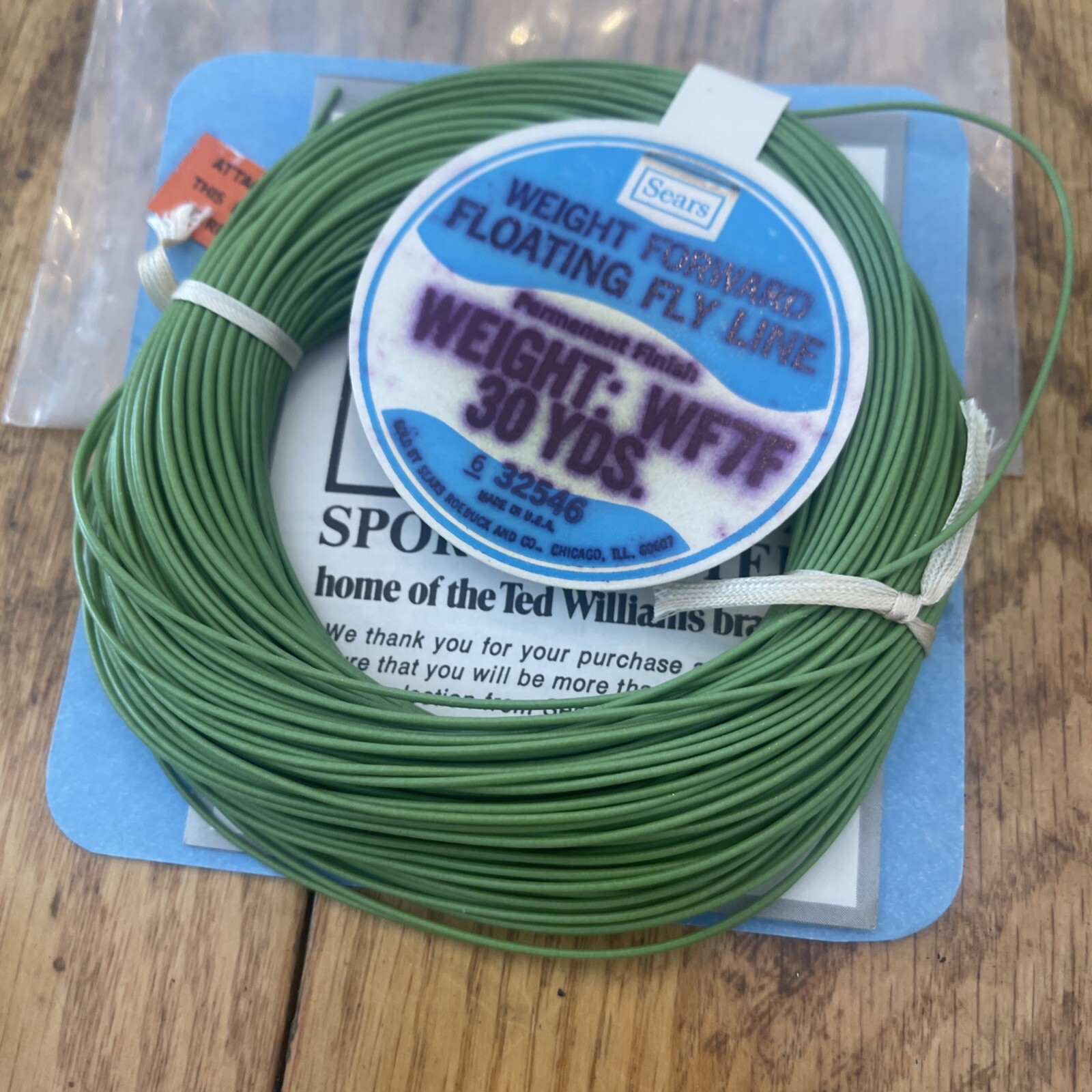 Vintage Sears Weight Forward Floating Fly Line WF7F 30 Yards Ted Williams Brand