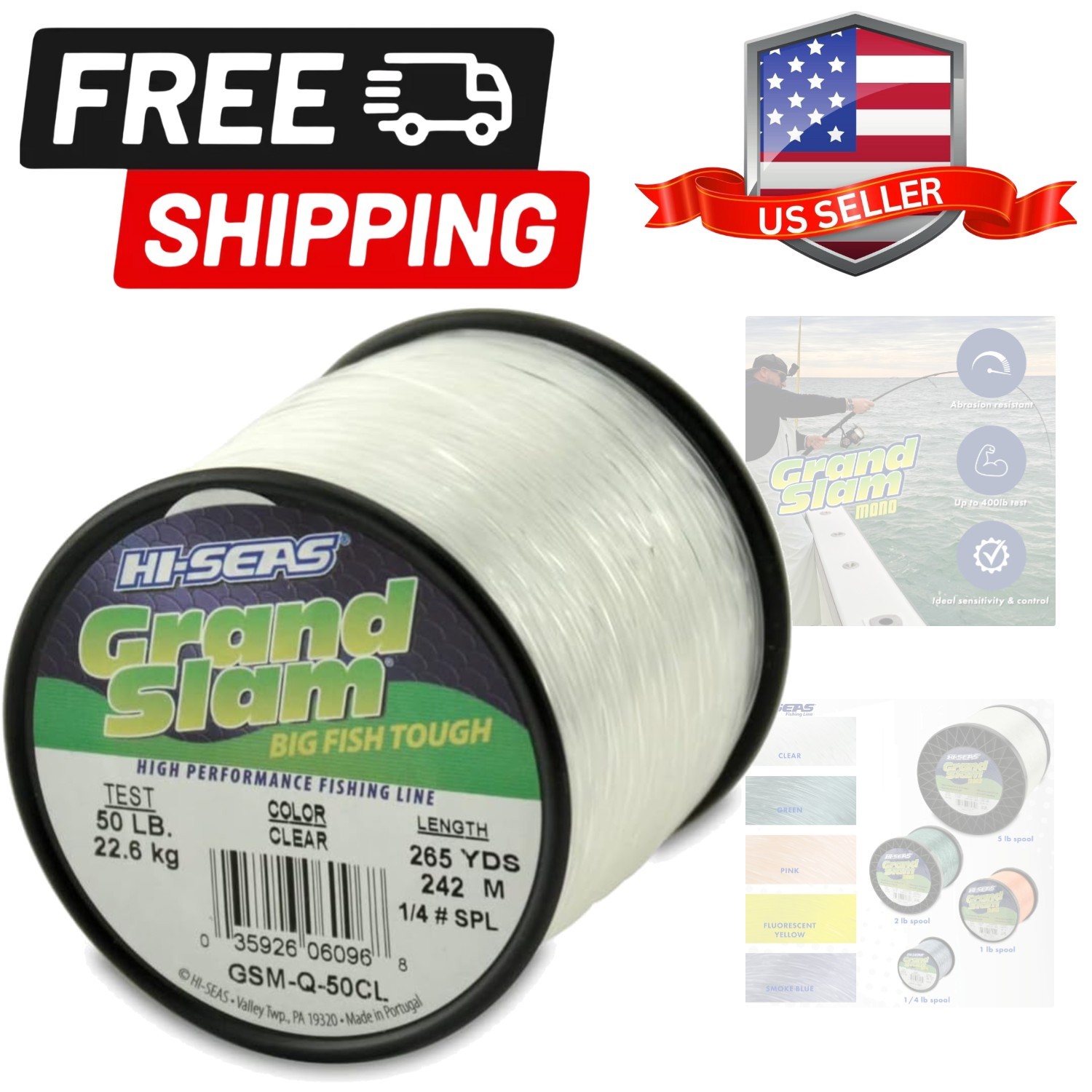 Grand Slam Monofilament Fishing Line – Strong & Abrasion Resistant in Clear, …