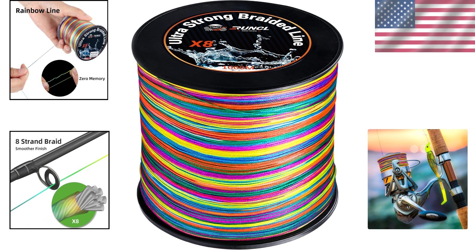 High Visibility Colored Braid Line – 328-1093yds, No Stretch