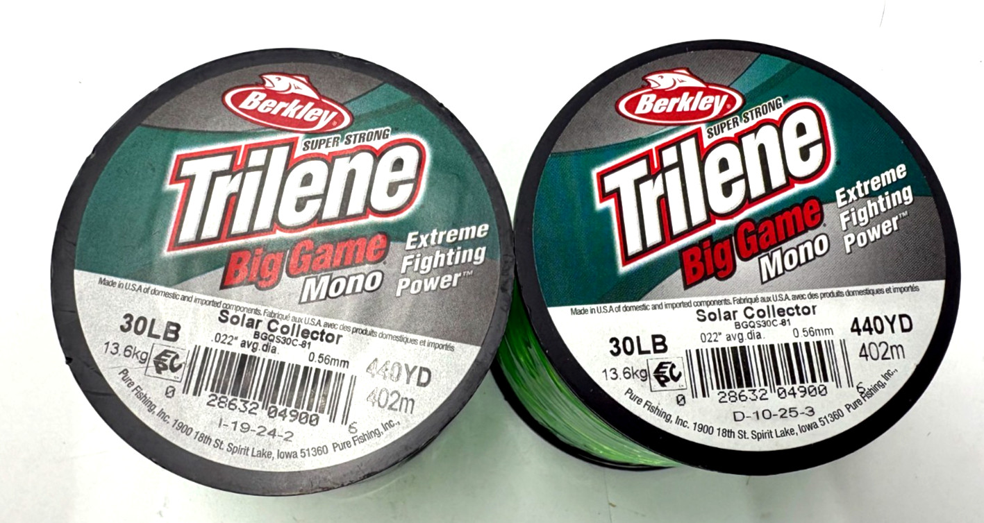 (2 x 440 YD.)Berkley Trilene Big Game 30lb 880yd ” SOLAR COLLECTOR” GREEN Mono.