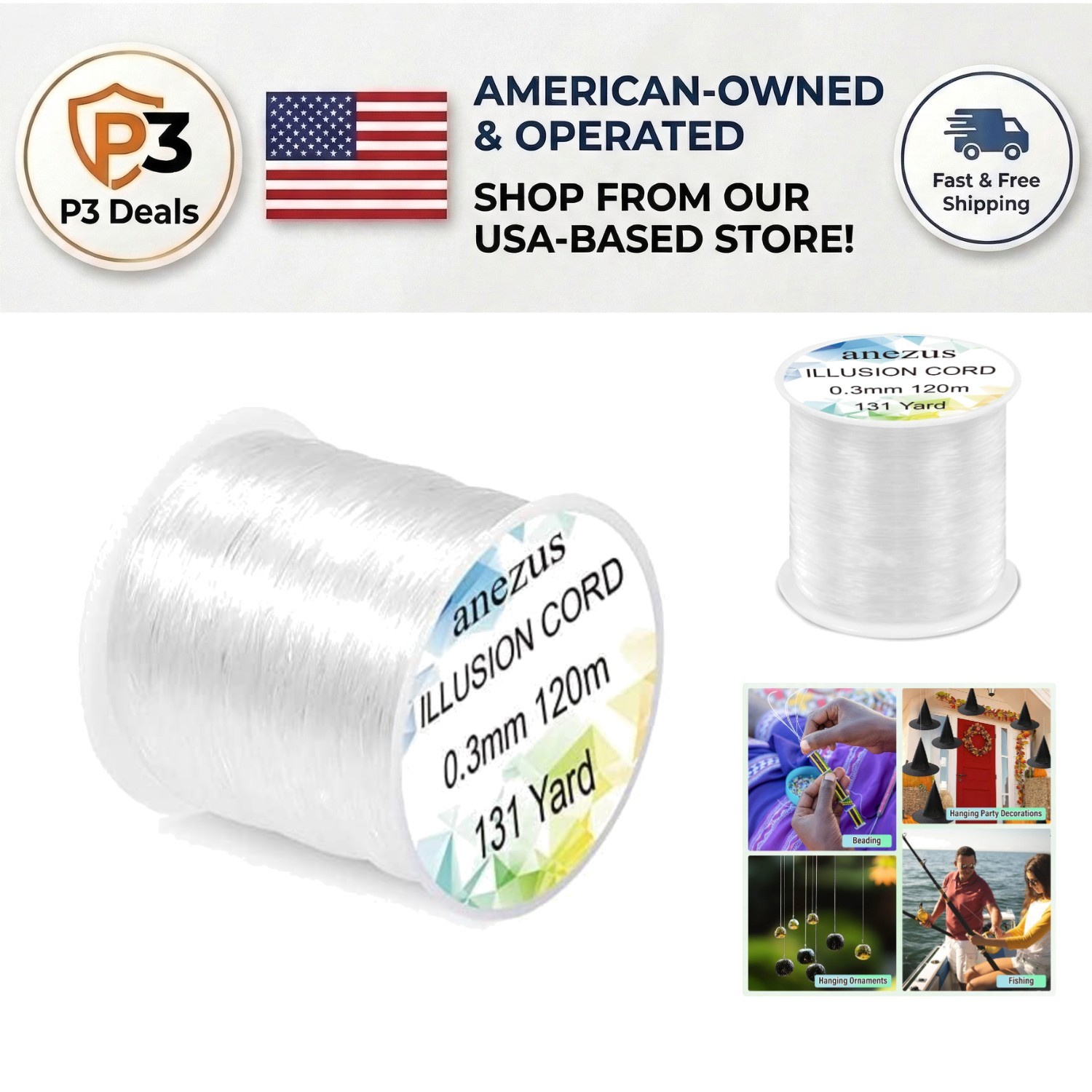 0.3mm Invisible Fishing Line – 15lb Monofilament String for Crafts & Ornaments