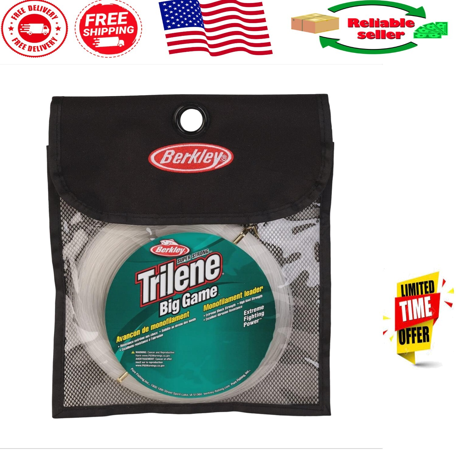 Trilene Big Game 400lb Monofilament Fishing Line – Clear Mono Leaders 110yd