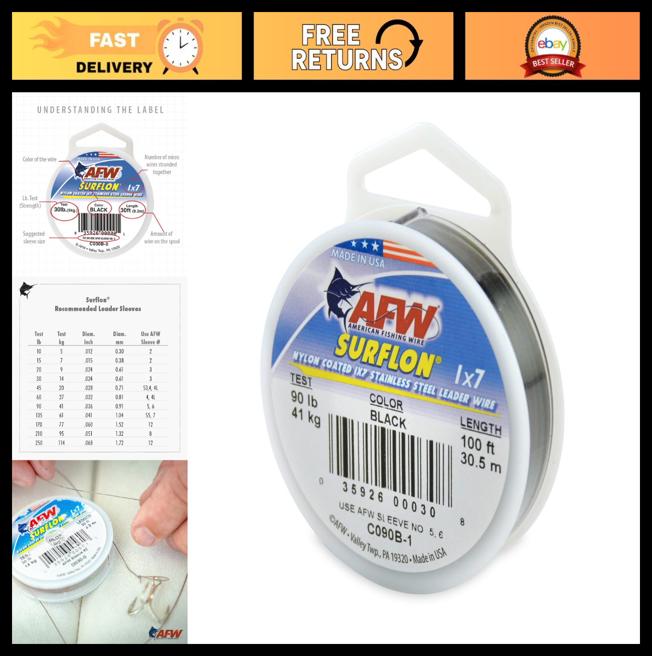 Nylon Coated Stainless Steel Wire Leader – Saltwater Fishing Line 10lb-250lb Tes