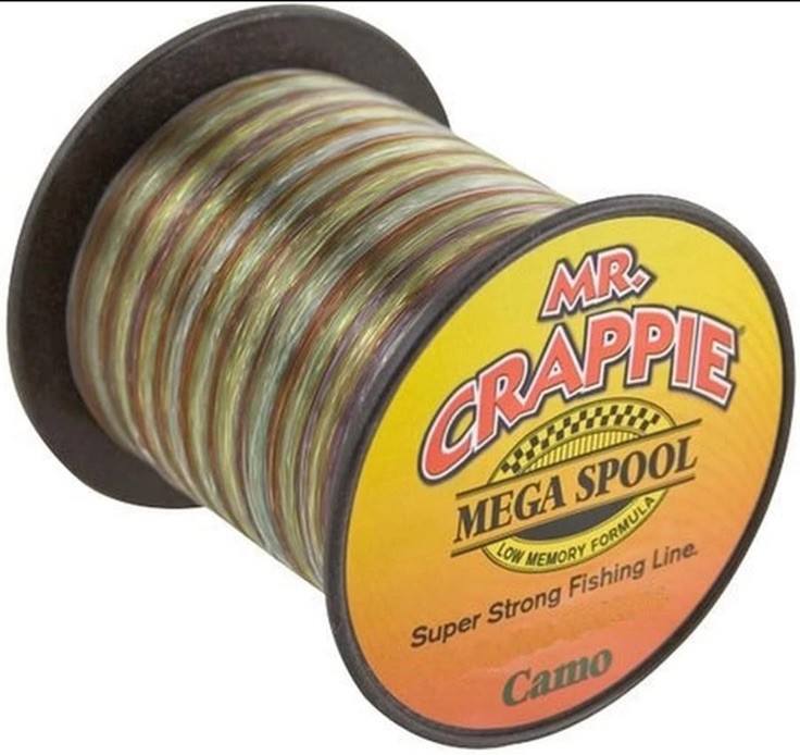 (SET OF 2) Mr. Crappie Mega Spool Monofilament Fishing Line, 10lb 1000 Yds CAMO