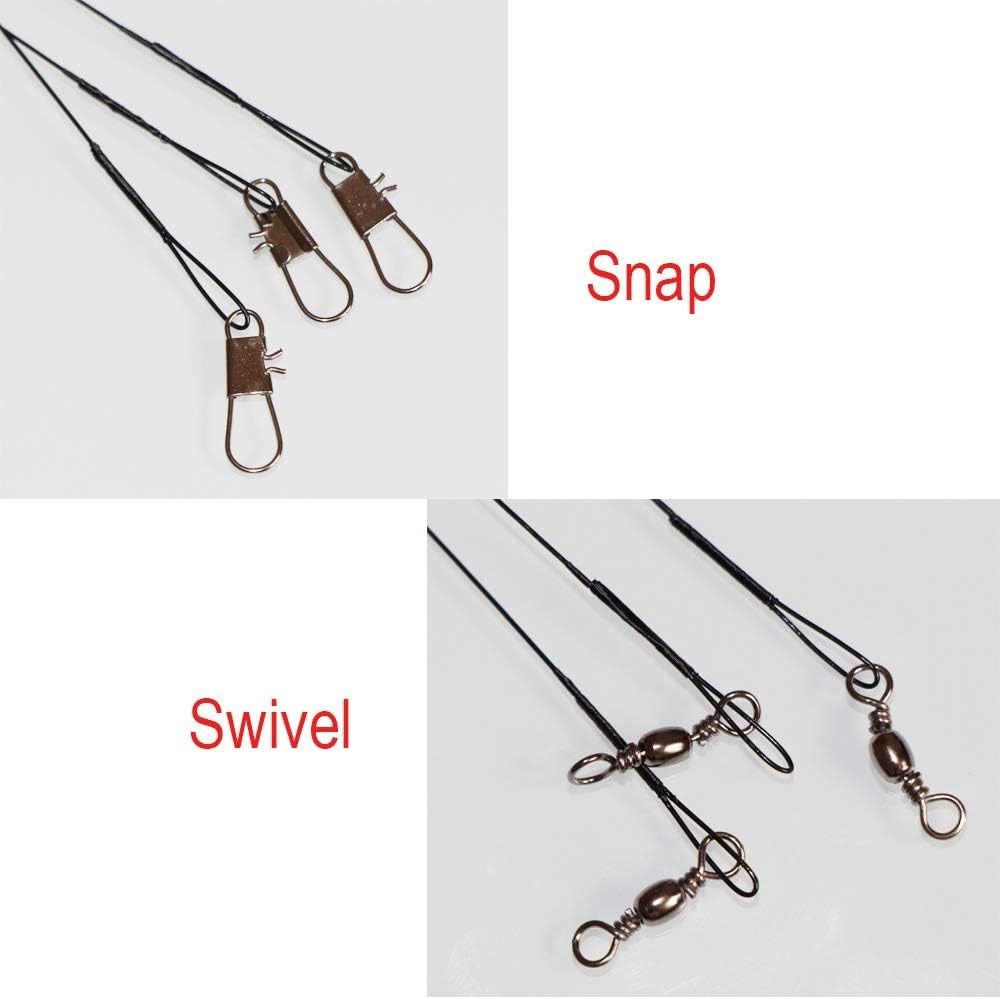 60pcs Nylon-Coated Fishing Wire Leaders with Swivels & Snaps – Durable Options