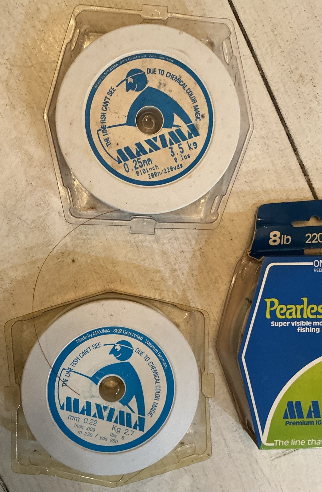 Lot of 5 Vintage Maxima Fishing Line Spools 1 NIB Pearlescent