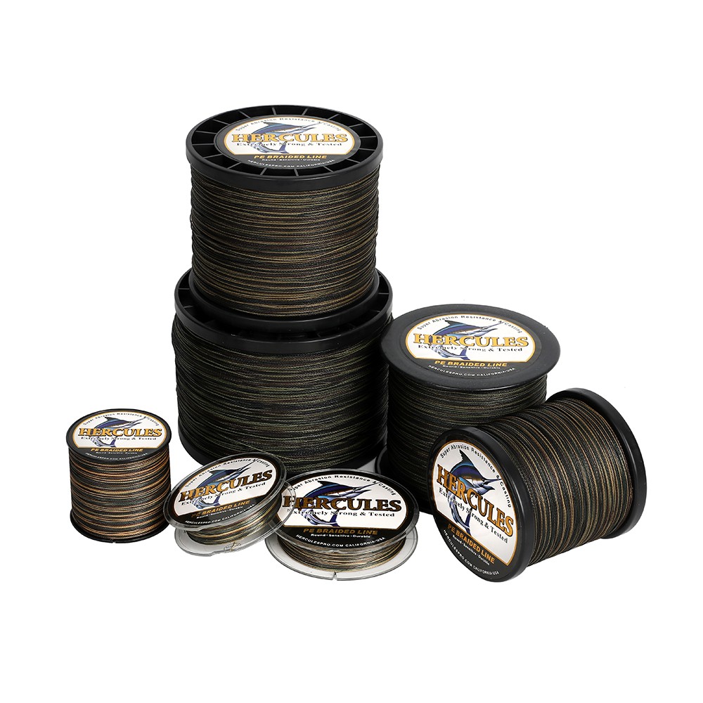 HERCULES Camouflage Braided Fishing Line 100M-2000M 4 Strands 6lb-100lb