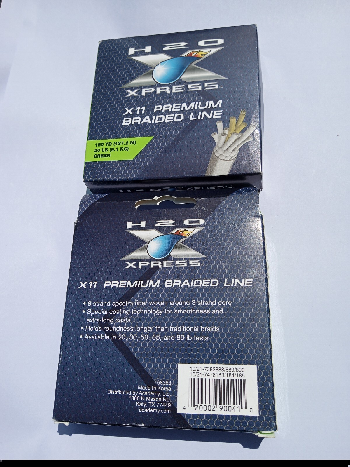 Lot of 2 H2O Express X11 Premium Braided Line. 150 Yd 20 LB Green! Lot F1
