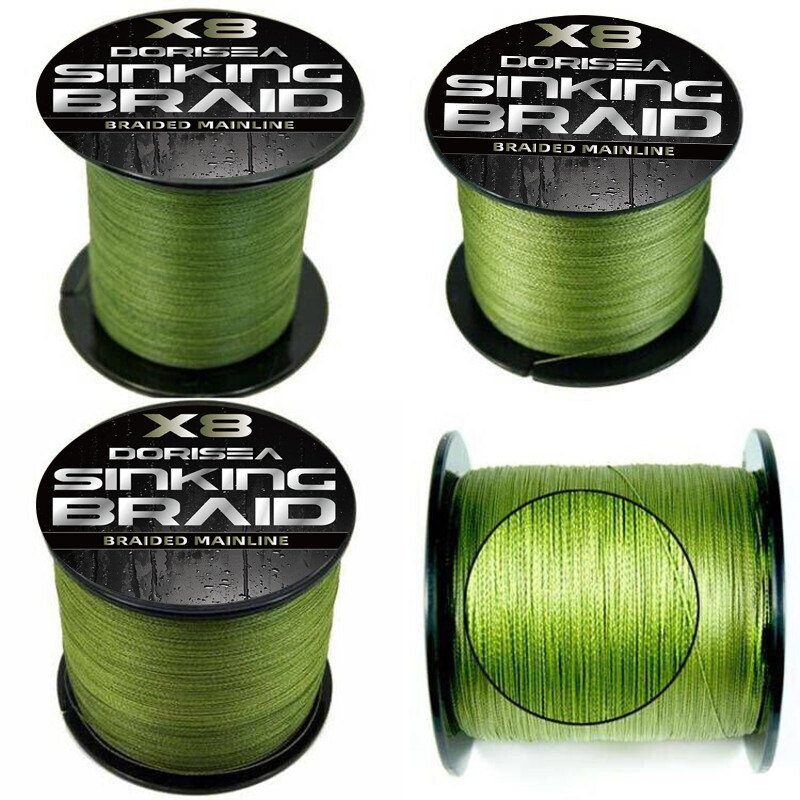 8 Strands Sinking Braid PE 8+1 Power Army Green Braided Fishing Line 100m-1000m