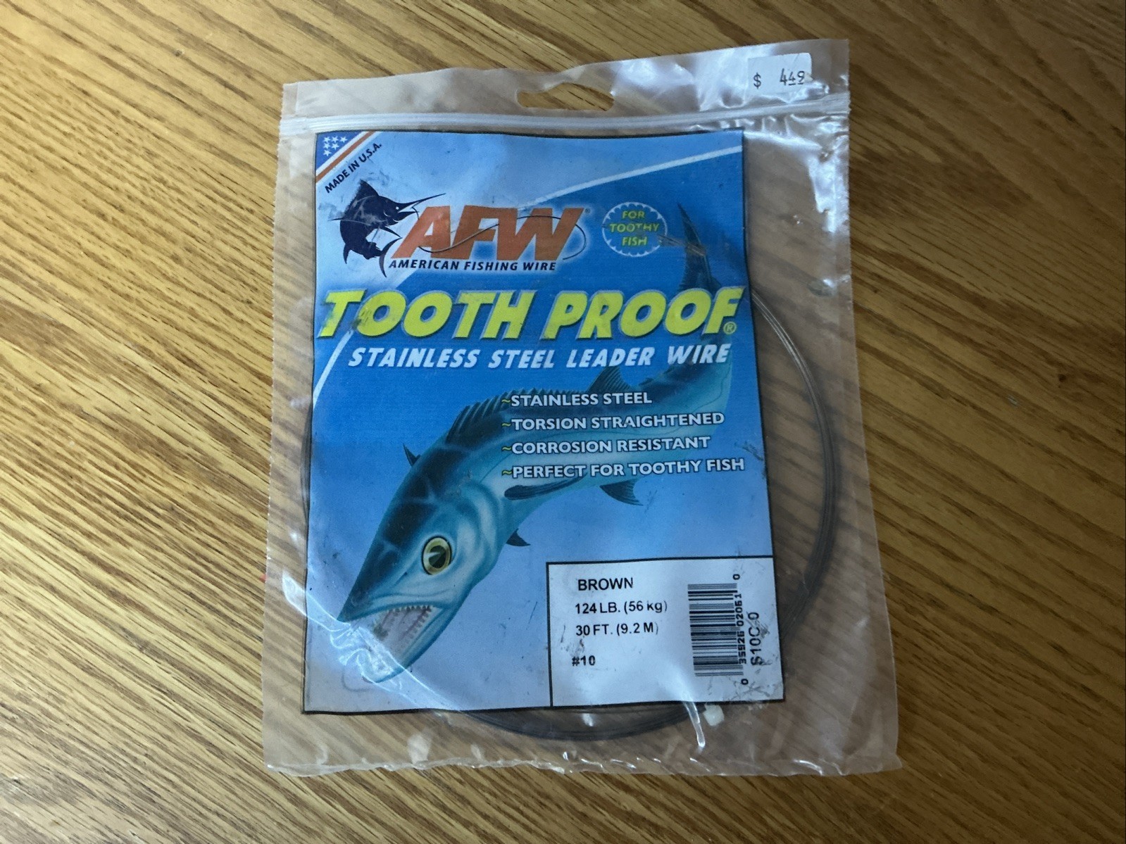 AFW #7 Tooth Proof Stainless Steel Single Leader Wire 69lb 30ft Brown