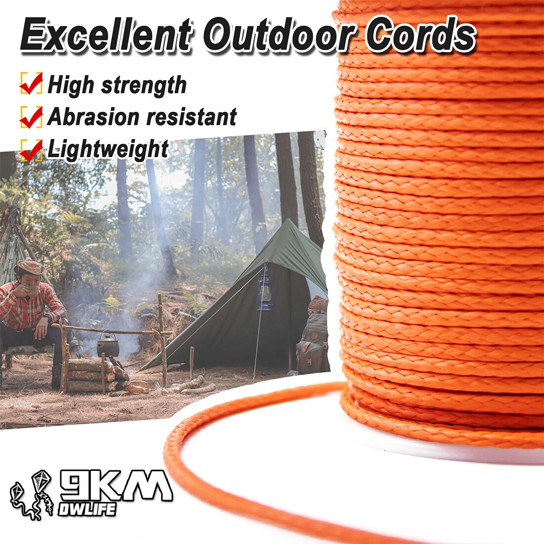 350lb 1MM Hollow Braided Dyneema Line Strong and Durable Braided UHMWPE Rope