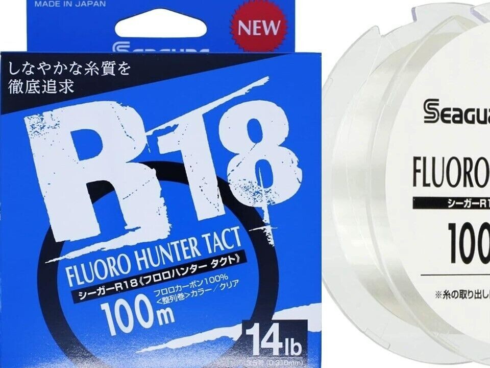 KUREHA SEAGUAR R18 Fluoro Hunter Tact #3.5-14 lb 100m Clear Made in Japan