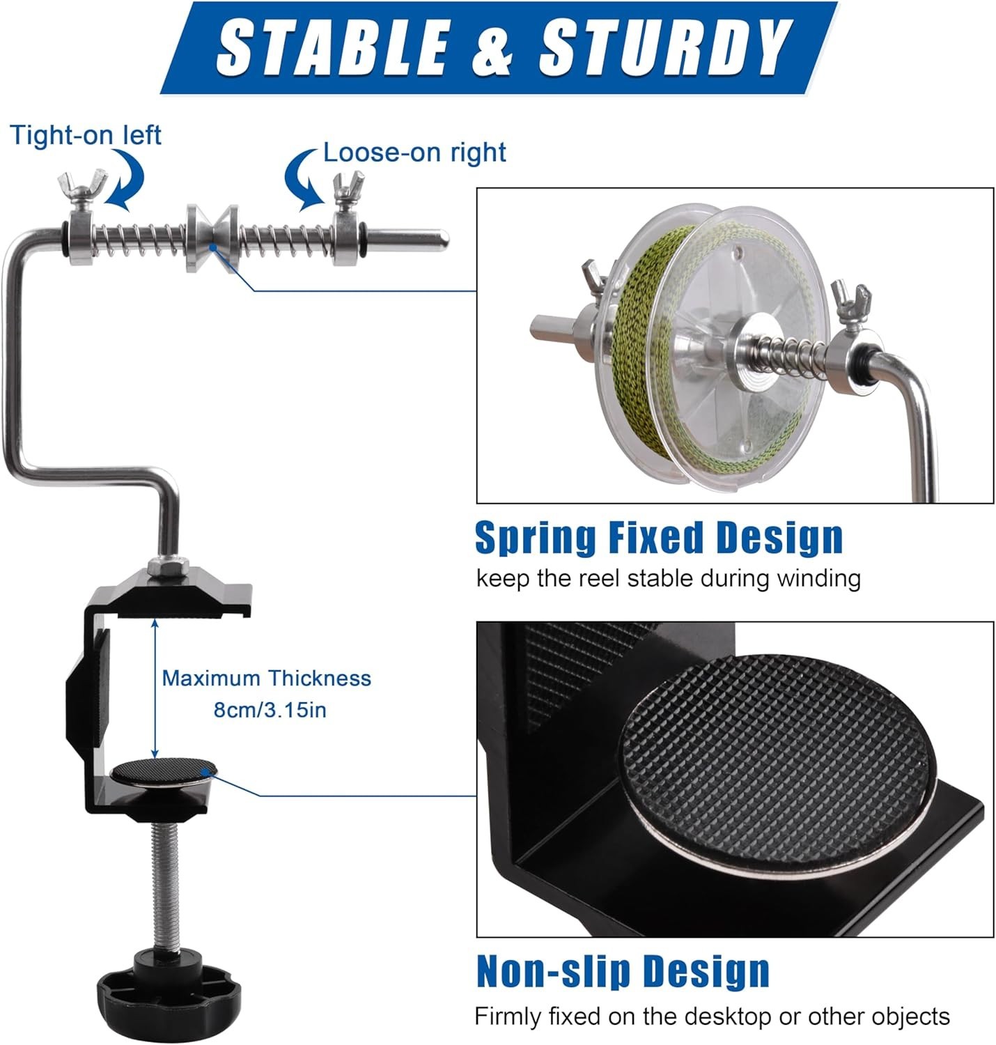 Fishing Line Spooler with Multifunctional Clamp – Portable for Easy Use Anywhere