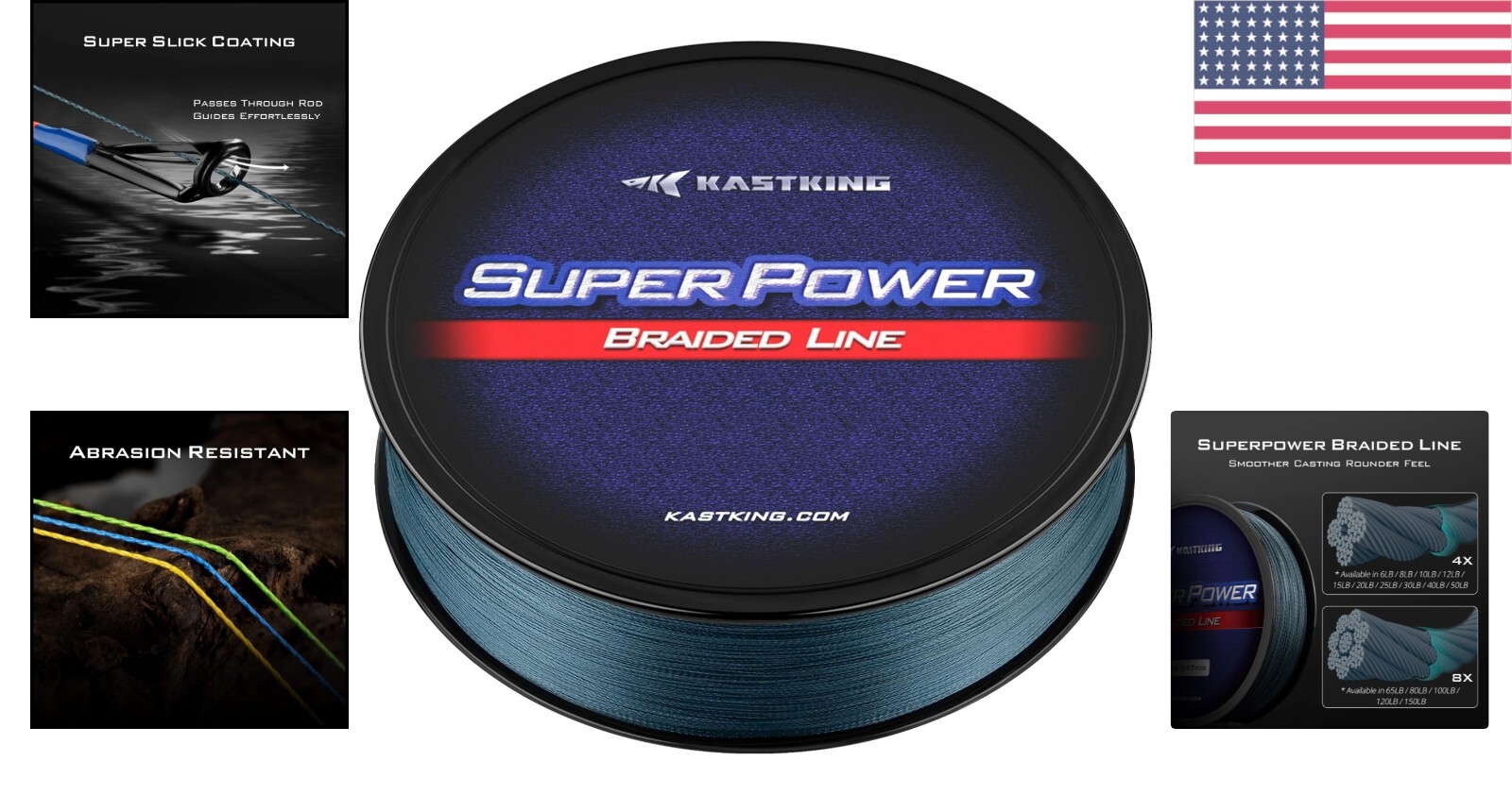 SuperPower 30lb Braided Fishing Line – Abrasion Resistant, Zero Stretch, 327 Yds