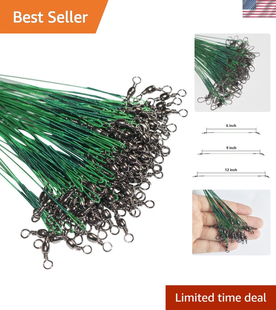 60pcs Fishing Leaders – 6/9/12inch Nylon-Coated with High Breaking Strength
