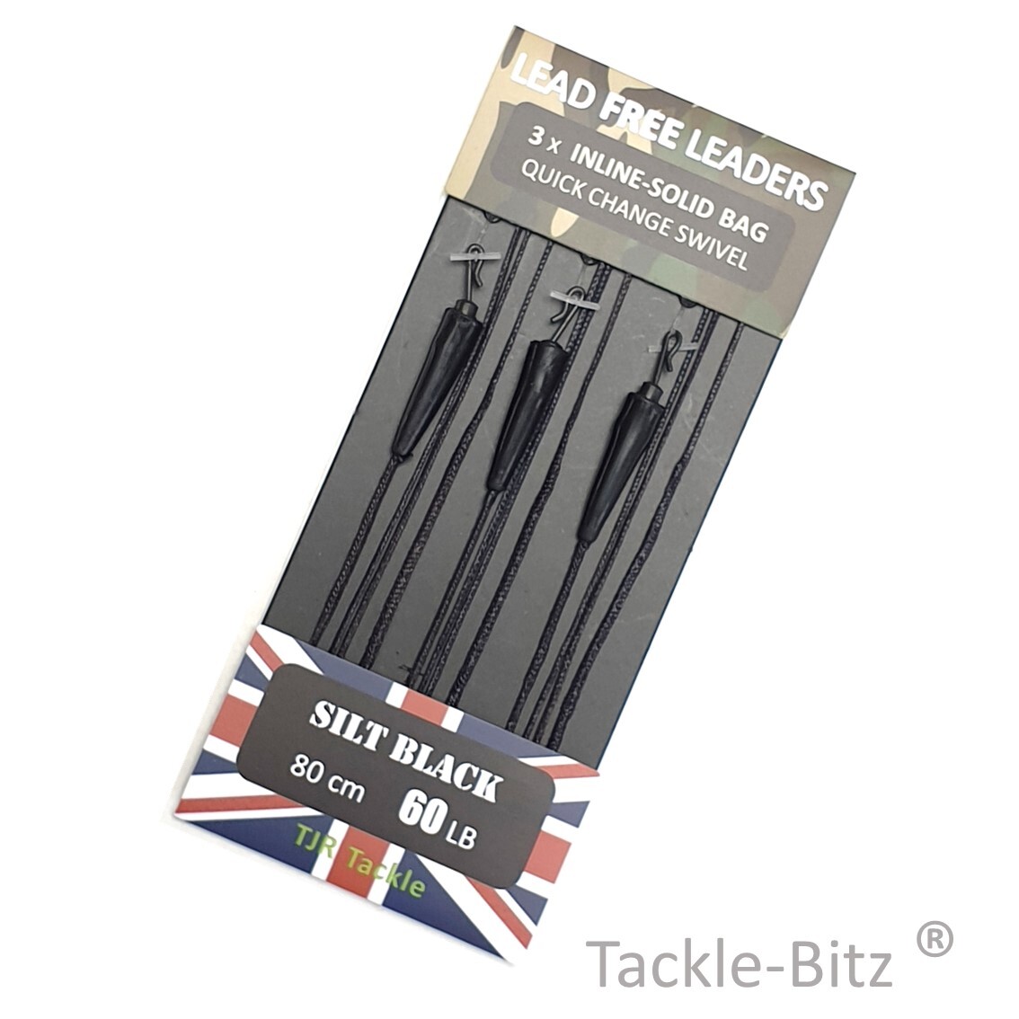 Carp Leaders Lead Free Solid Bag Inline SILT BLACK Fishing Quick change or Ring