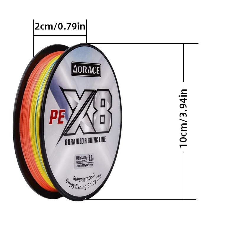 Braided Fishing Line 8X Strands 11~106 lbs PE Line 100m Fishing Accessory