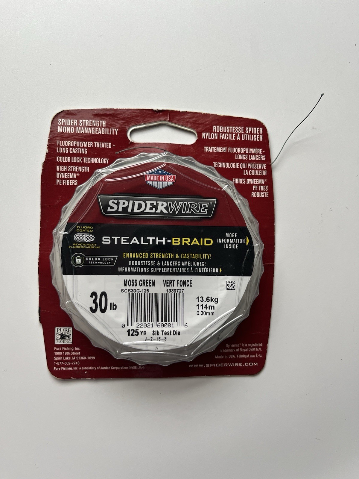 Spiderwire Stealth-Braid Braided Fishing Line Moss Green 30lb 125yd Dyneema