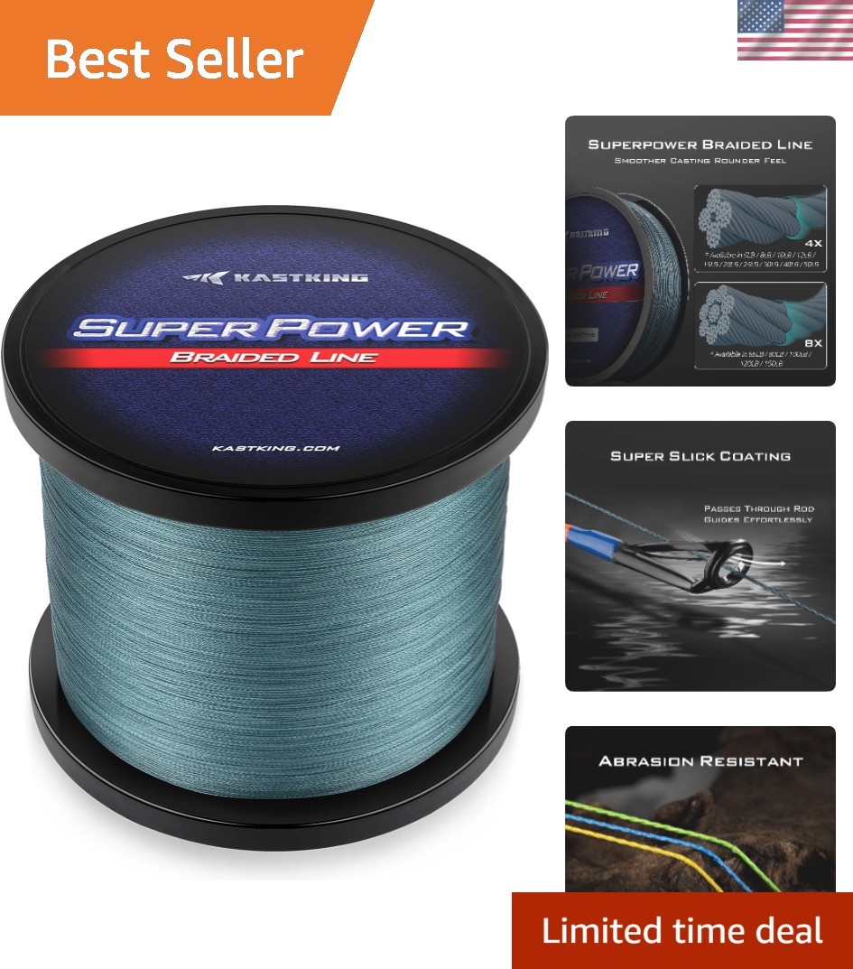 KastKing SuperPower Braided Line – 20lb, Low-Vis Gray, 981ft for Increased Catch