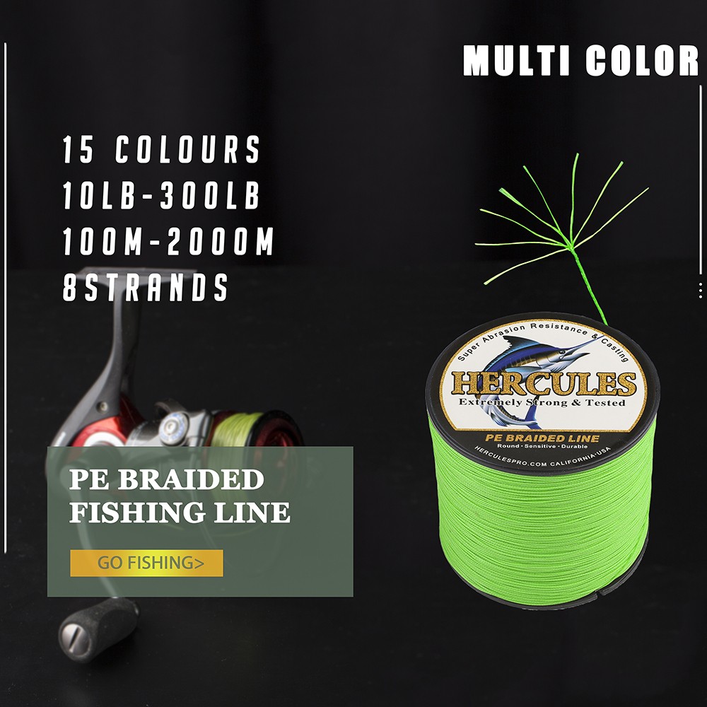 HERCULES Pink PE Braided Fishing Line 8 Strands 10lb-300lb Zero Stretch