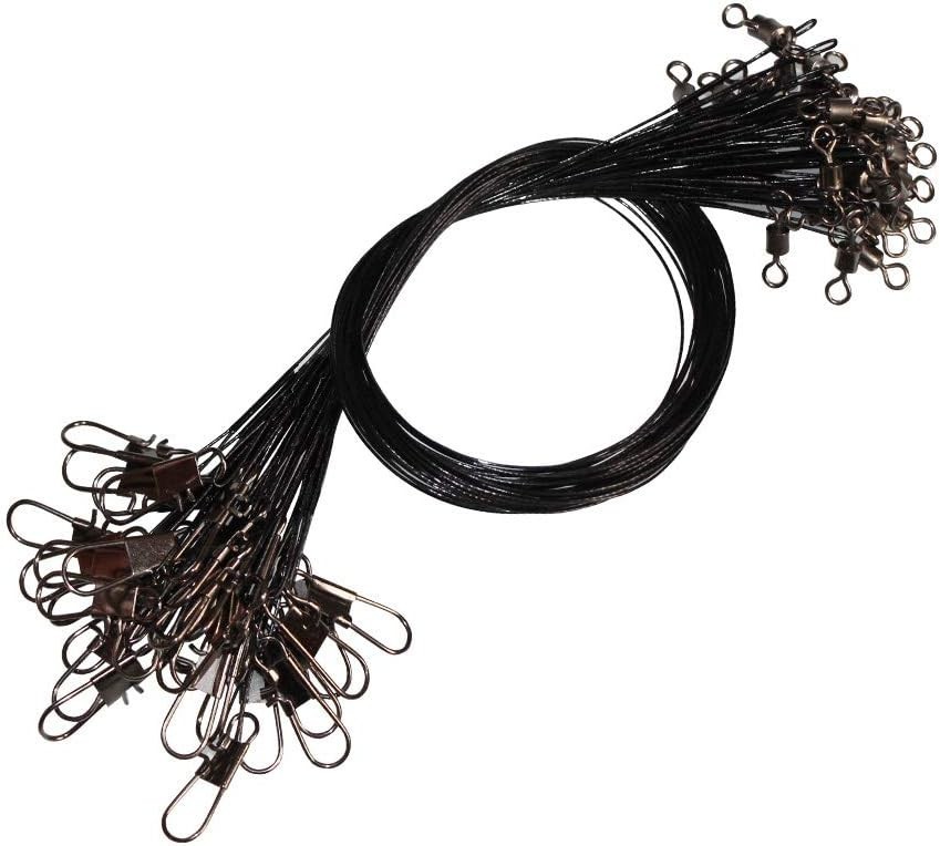 60pcs Nylon-Coated Fishing Wire Leaders with Swivels & Snaps – Durable Options