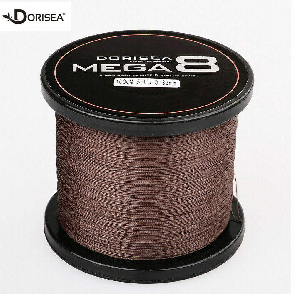 Dorisea MEGA 8 Strands Brown Coffee Braided Fishing line 100m~2000m 10lbs-300lbs