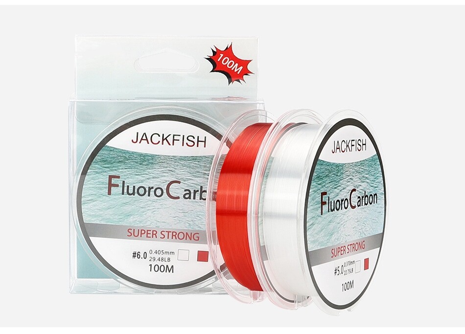 100M Fluorocarbon Fishing Line Red/White Colors 4-32LB Carbon Fiber Leader Line