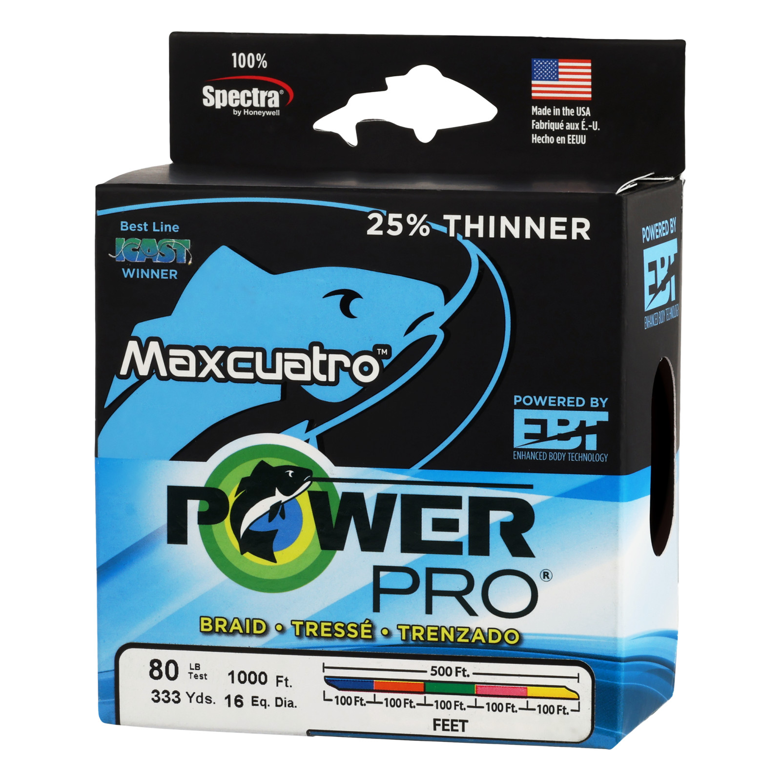 PowerPro MAXCUATRO METERED Braided Fishing Line – 5_Color – 100lb – 3000yd (3…